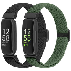 Puhuite Elastic Braided Watch Band Compatible with Fitbit Inspire 3/Inspire 2/Inspire/Inspire HR/Fitbit ace 3/Ace 2 Adjustable Stretchy Strap Sport Nylon Loop Replacement Wristband for Fitbit Inspire