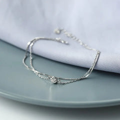 S925 Silver Double Layer Bracelet for Women