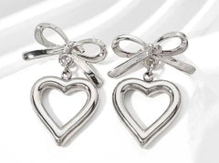 925 Silver Mini Heart Earrings with Red Zirconia