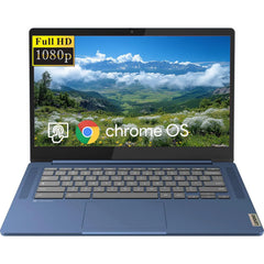 Lenovo IdeaPad Slim 3 Chromebook Laptop 14" FHD Touchscreen Laptop MediaTek Kompanio 520 4GB RAM 320GB Storage(64GB eMMC+256GB Micro SD) Wi-Fi 6 Chrome OS Abyss Blue
