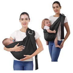 Baby Carrier Sling Baby Carrier Newborn to Toddler Sling Ergonomic Comfortable Baby Sling for Infant Babies Newborns Soft Adjustable Baby Ring Sling for Outside Walking Traveling (Black)