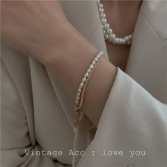 Delicate Freshwater Pearl Double Layer Bracelet for Women