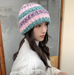 Japanese Thick Striped Wool Peplum Wrap for Warmth