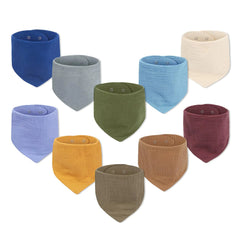 TWINOR 10 Pack Baby Muslin Bibs 100% Cotton Baby Bandana Bibs for Drooling and Teething Absorbent Drool Bibs for Baby Boys Girls