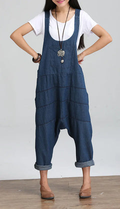 Women's Plus Size Loose Denim Jumpsuit & Overalls