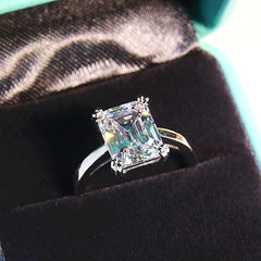 925 Silver Moissanite Engagement Ring with Zirconia