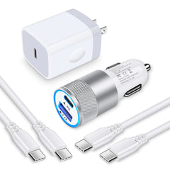 Android Type C Pixel Fast Wall Charger fo20W PD USB C Charger Box 30W Car Adapter 6FT USB C-C Cable