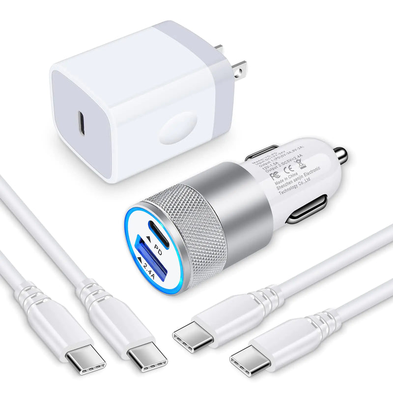 Android Type C Pixel Fast Wall Charger fo20W PD USB C Charger Box 30W Car Adapter 6FT USB C-C Cable