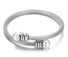 18K Gold Three-Color Pearl Titanium Steel Bracelet