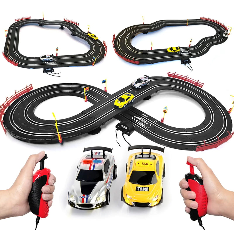 Slot Car Race Track 1:43 Scale Electric Toys High-Speed Cars Dual Racing Track Sets with 2 Hand ControllersRace Tracks Game Gifts for Kids Children 6 7 8 Boys Girls