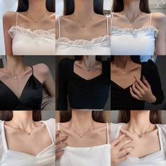 Minimalist Titanium Steel Pearl Heart Pendant Necklace
