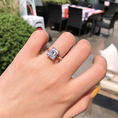 925 Silver Moissanite Engagement Ring with Zirconia