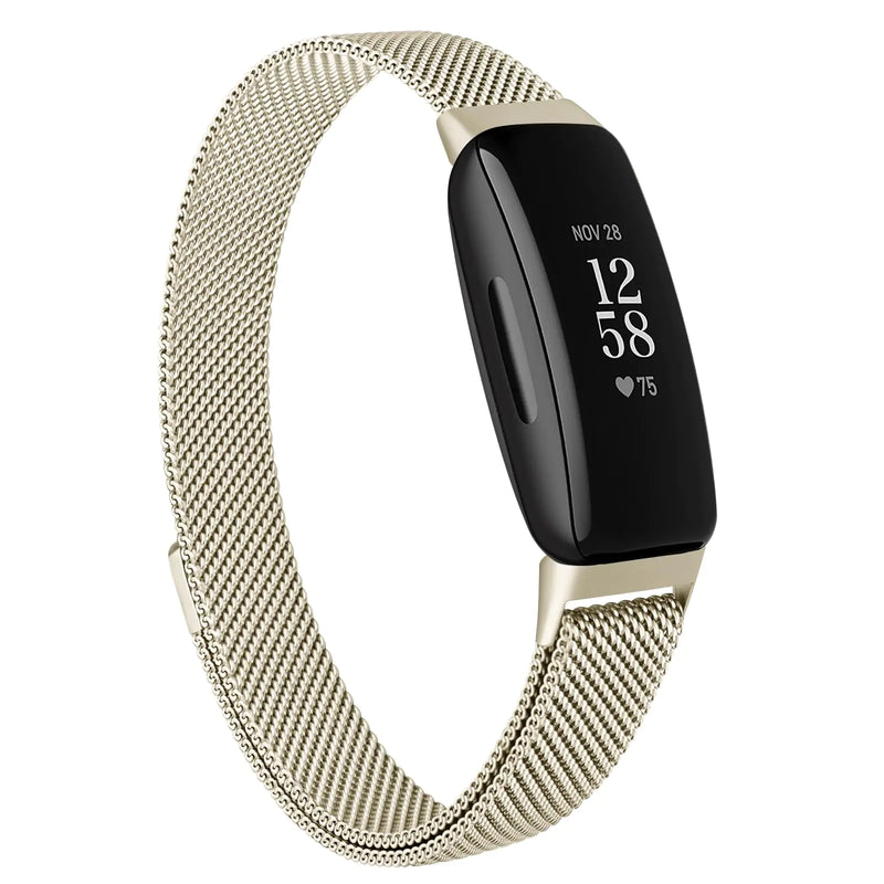 Metal Bands Compatible with Fitbit Inspire 2/Inspire HR/Inspire Wristband Mesh Bracelet Replacement Strap for Fitbit Inspire 2/Inspire HR/Fitbit Inspire Champagne Gold