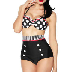 Retro High-Waist Polka Dot Bikini Swimsuit