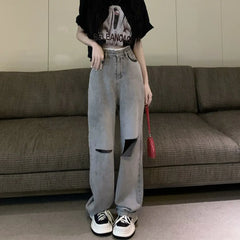 High Waist Loose Ripped Jeans for Women - Summer Style