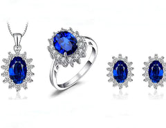Colored Gems Ring and Stud Earrings Set for Women