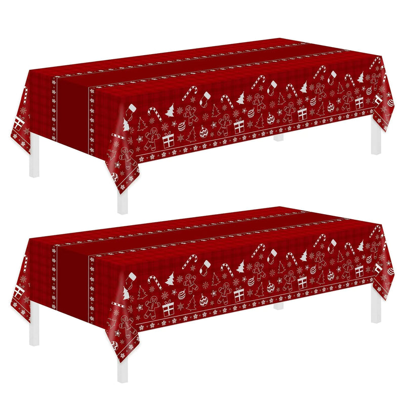 Christmas Disposable Tablecloth2 Pack Plastic Christmas Tablecloths for Rectangle Tables 54 x 108 InchRed Christmas Tablecloths Checkered for Christmas Table Decorations IndoorOutdoorHomeParties