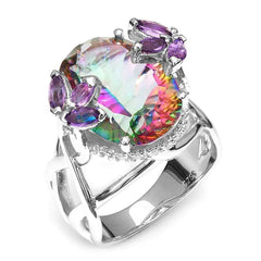 Colorful Rainbow Zirconia Princess Ring in Silver 925