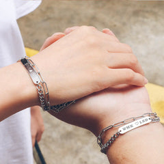 DIY Lettering Double Layer Titanium Steel Bracelet