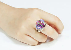 Colorful Rainbow Zirconia Princess Ring in Silver 925