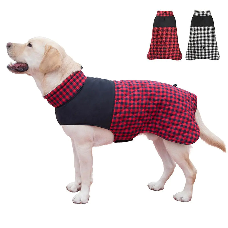 KOOGAL Dog Jackets for Winter Reversible Dog Coat Windproof Waterproof Dog Winter Jackets for Cold Weather British Style Plaid Dog Coats Warm Dog Vest for Small Medium Large Dogs (RED 5XL)