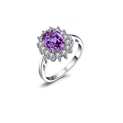 Colored Gems Ring and Stud Earrings Set for Women